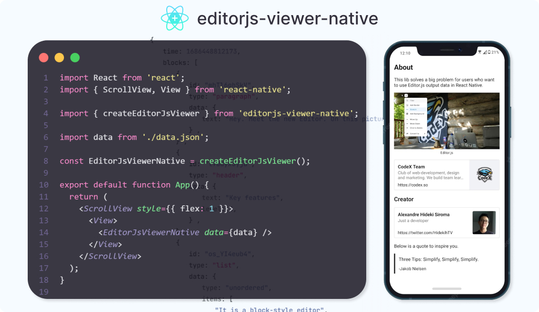 EditorJs native viewer presentation image