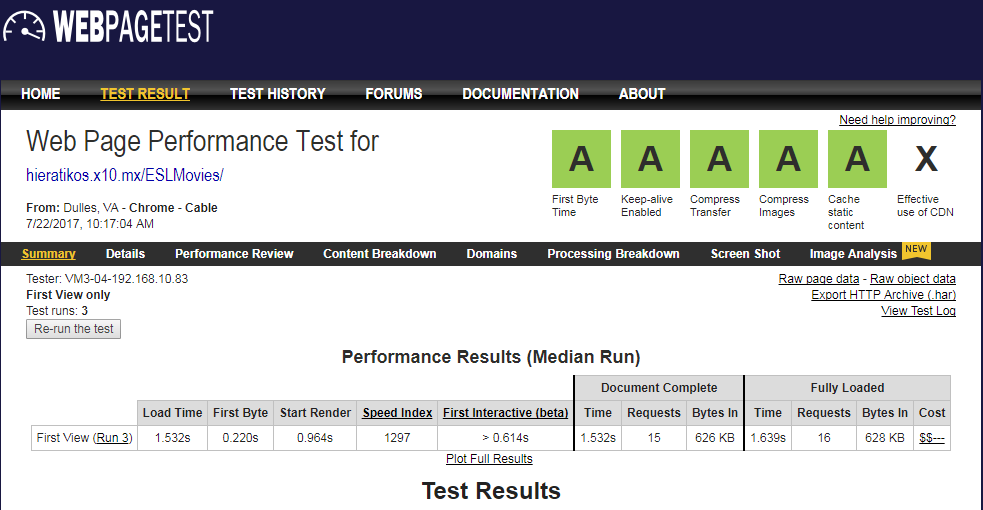 WebPageTestResults