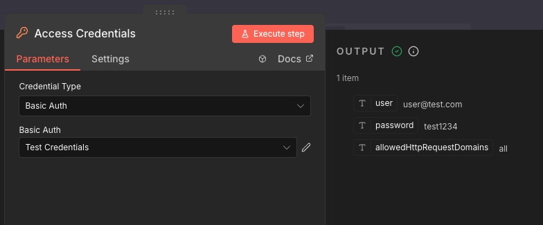 Access Credentials node
