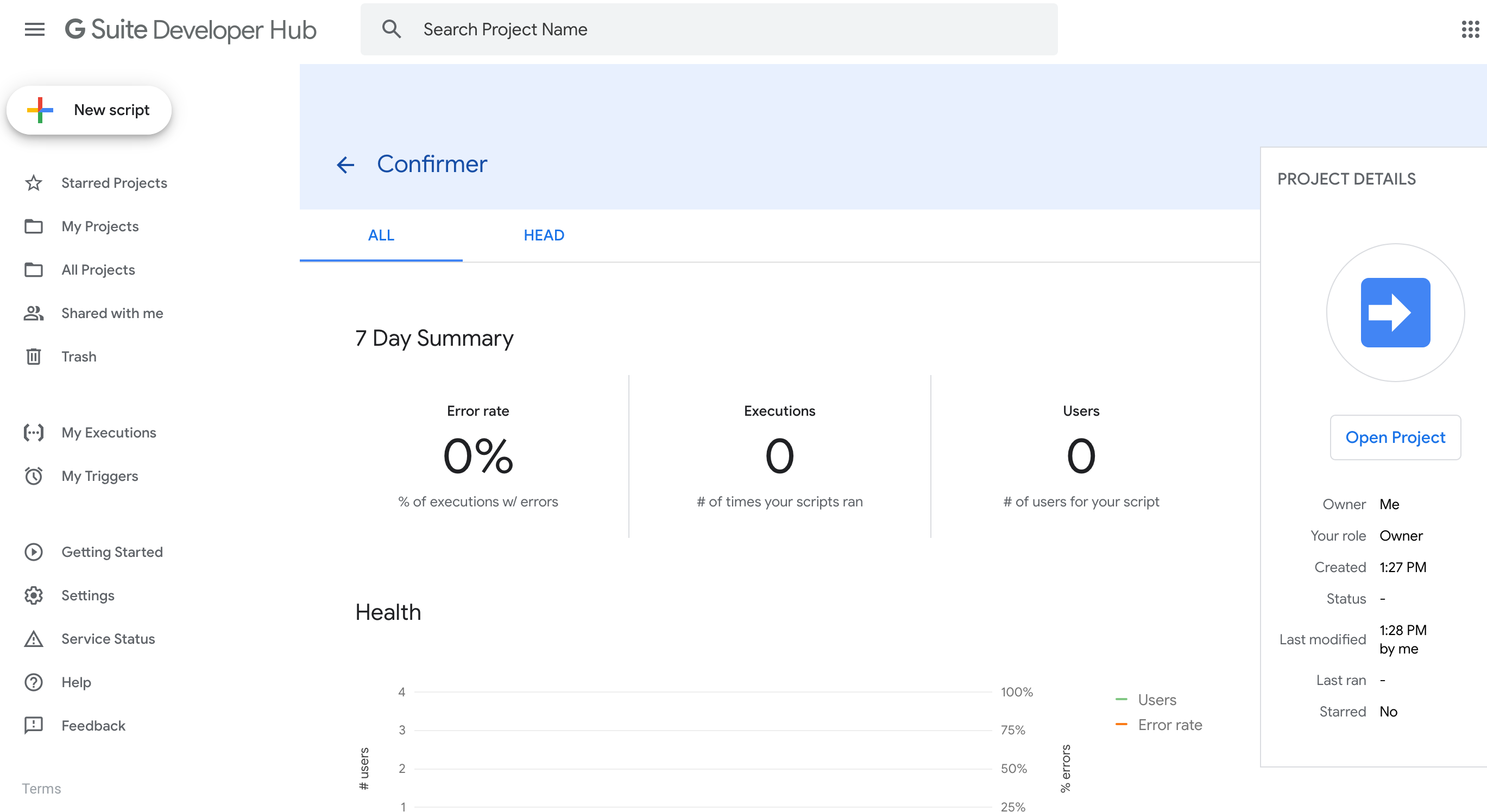 Confirmer add-on dashboard