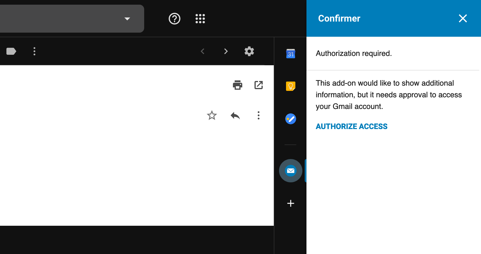 Confirmer add-on authorization