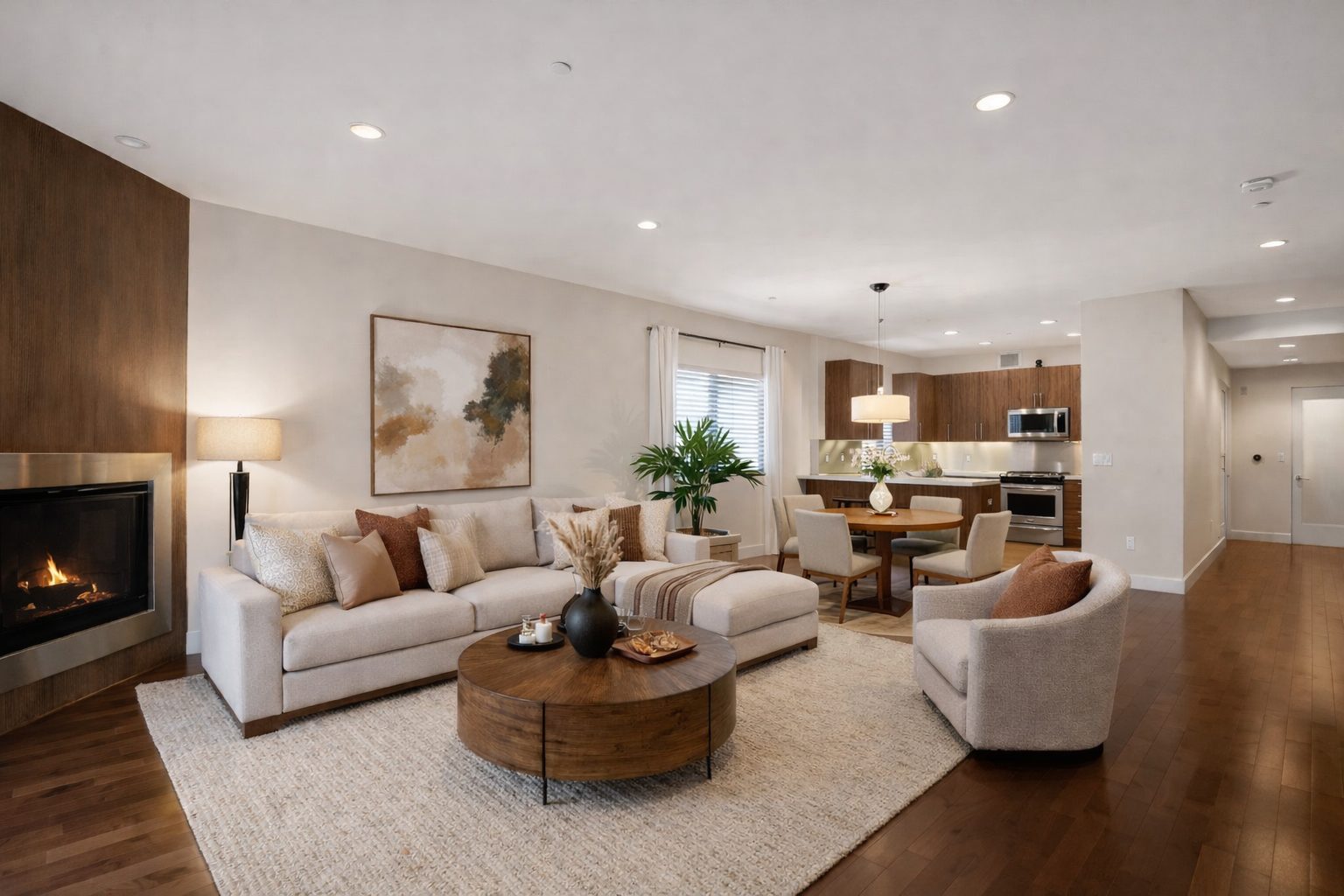 Sunlit top-floor living room at 11023 Fruitland Drive #401, Studio City
