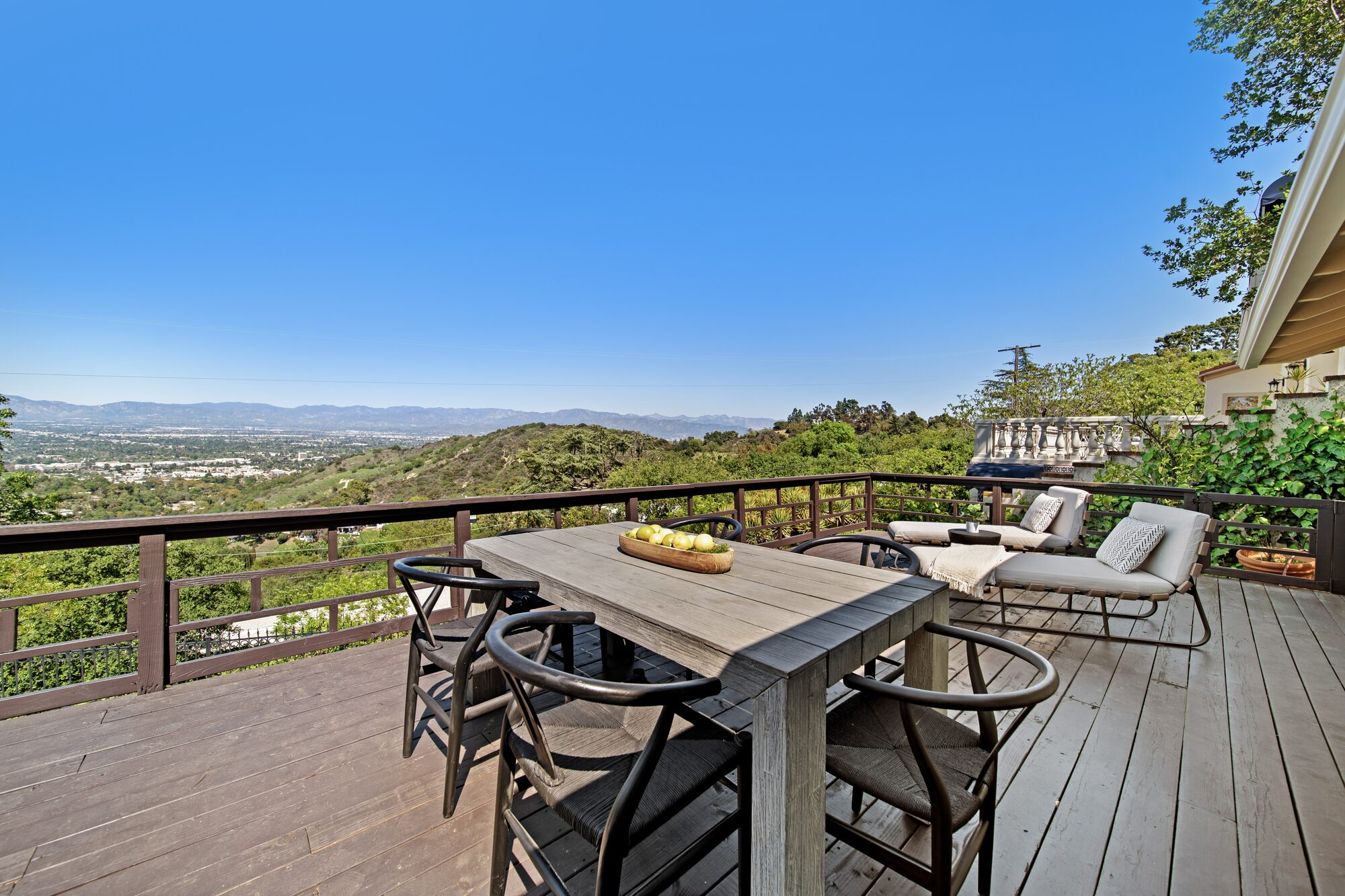14423 Mulholland Drive — outdoor deck with sweeping San Fernando Valley views