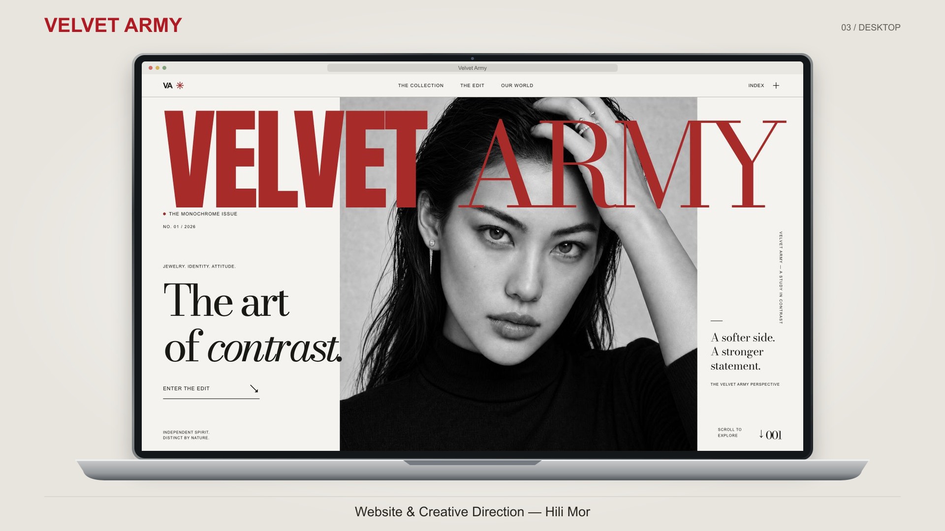 Velvet Army editorial website and creative direction by Hili Mor