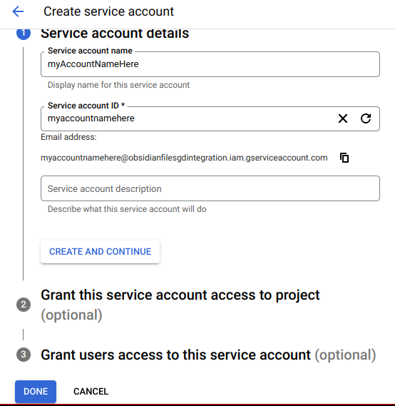 Service Account Creation