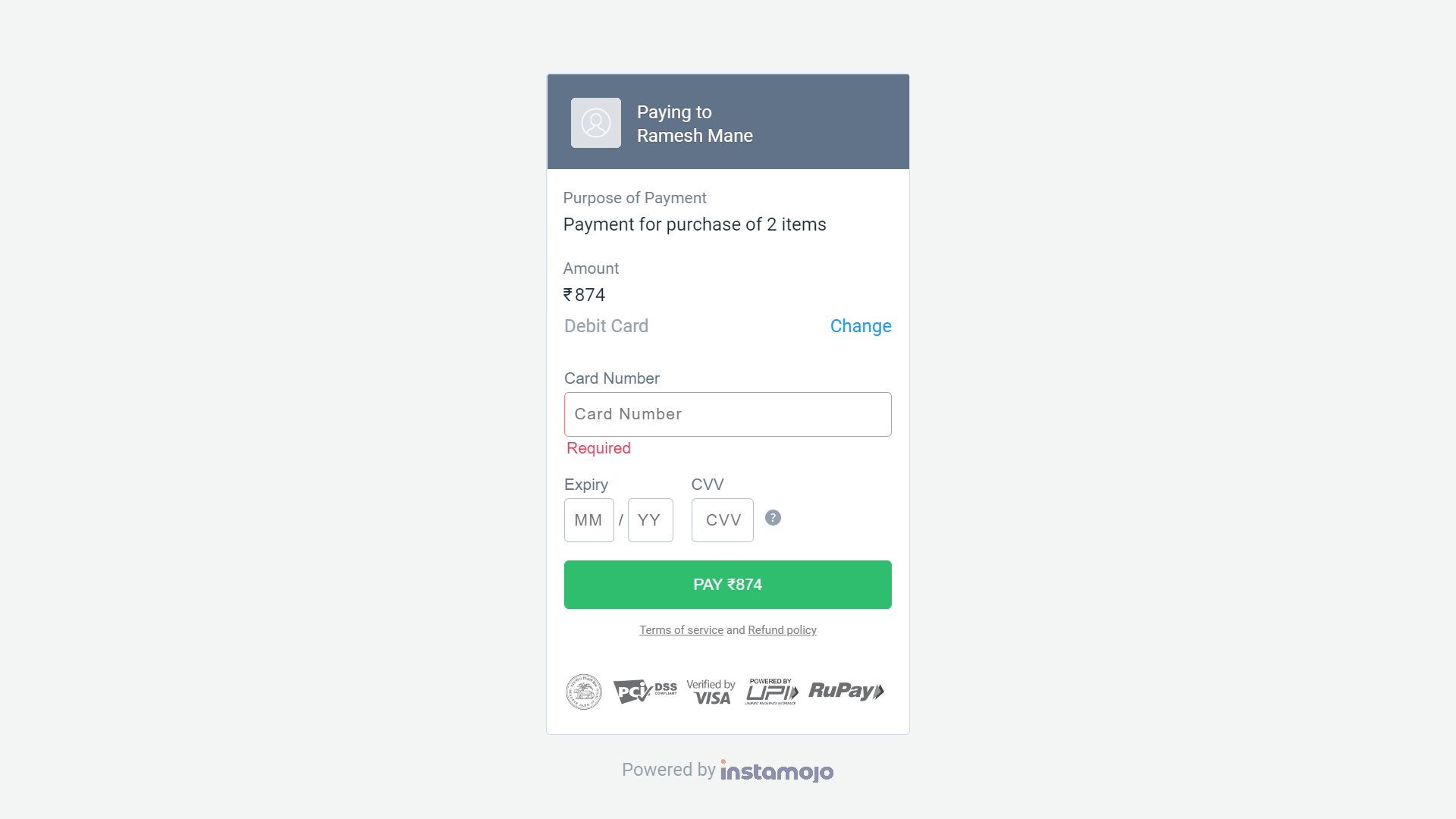 Payment Page