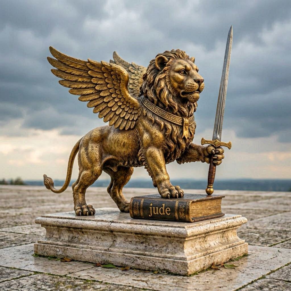 the winged Lion with the Book of Jude