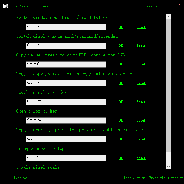 Customize hotkeys