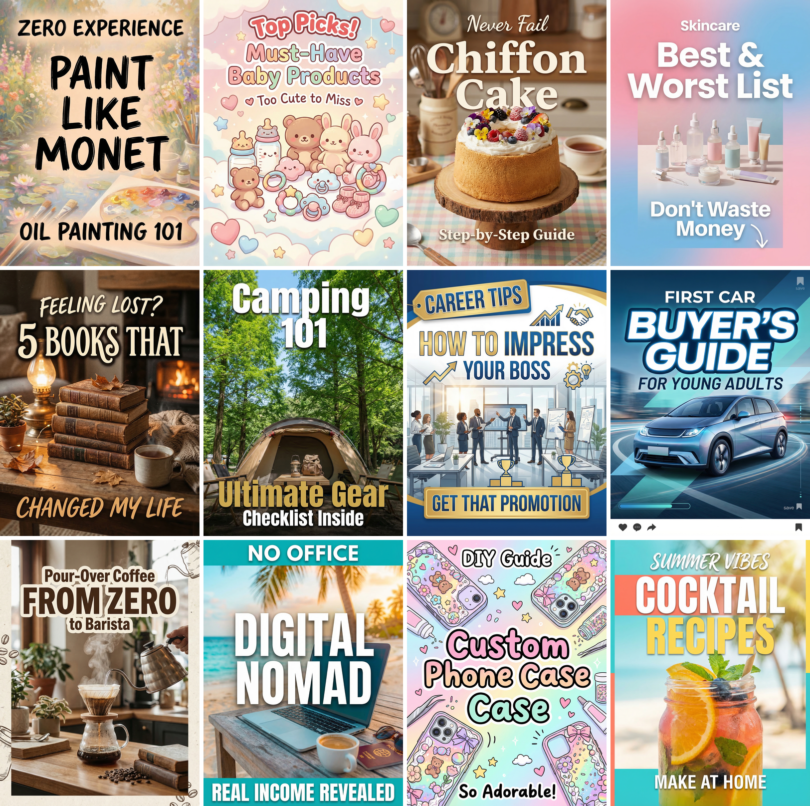Various social media covers generated with RedInk
