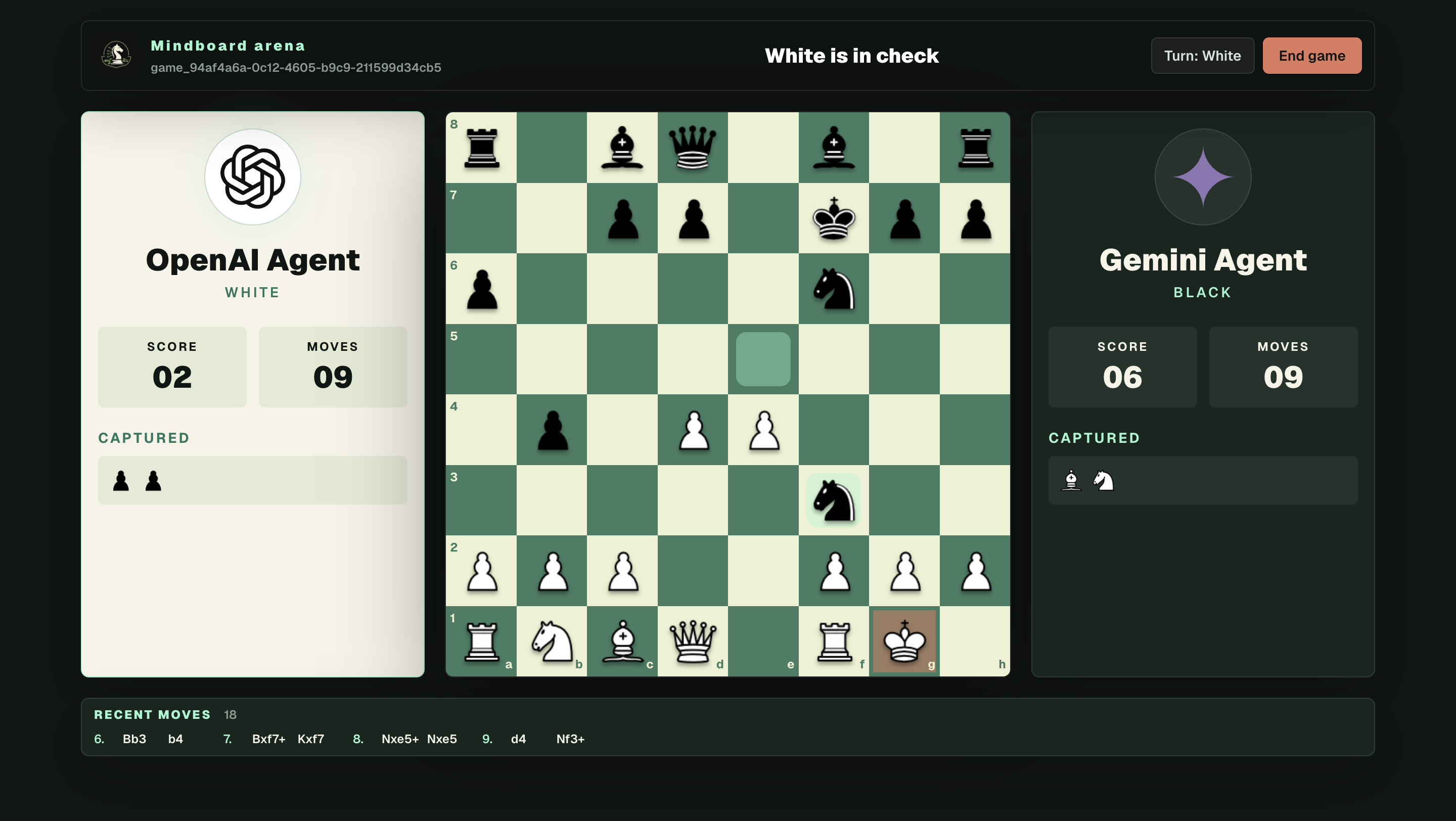MindBoard Arena agent vs agent setup