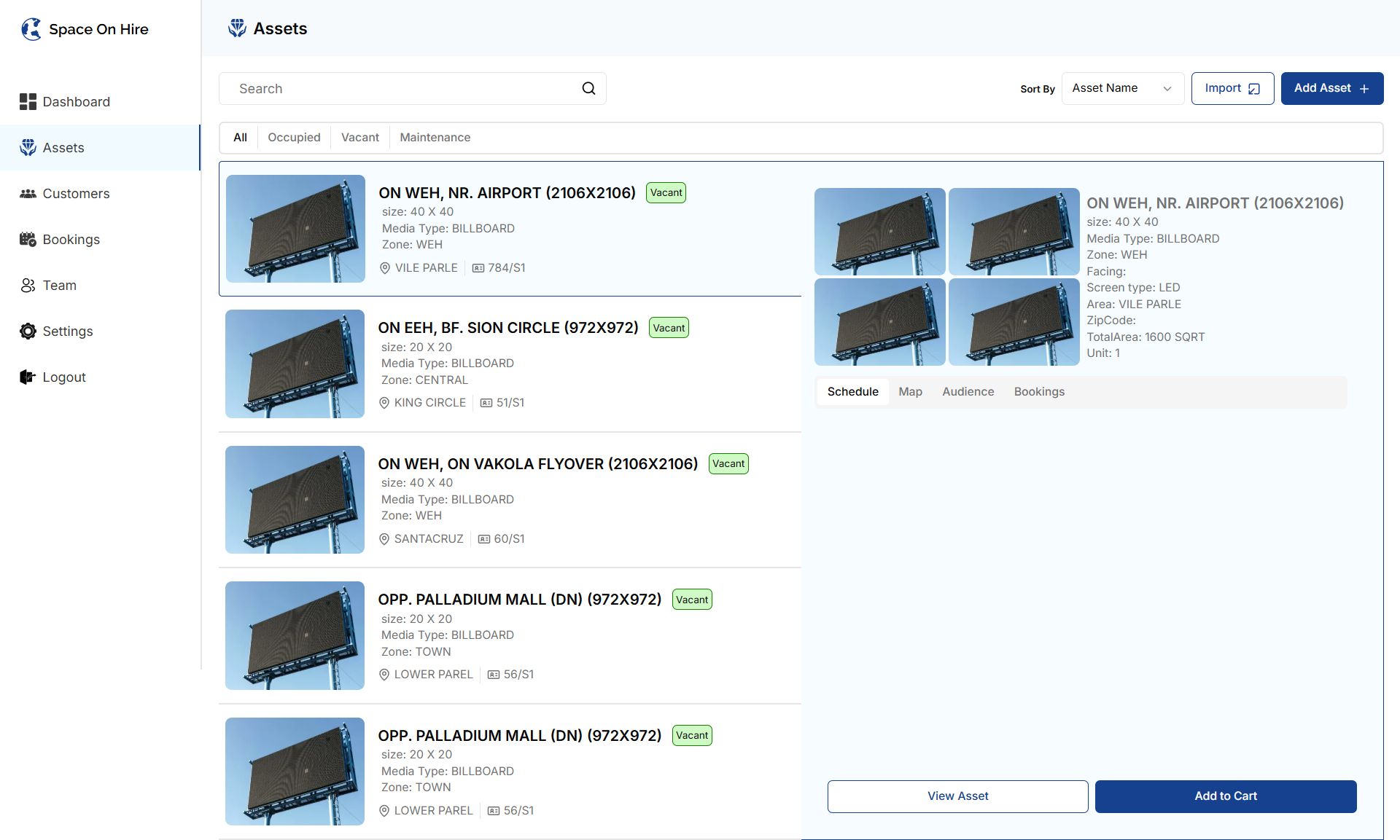 Asset Listing Dashboard