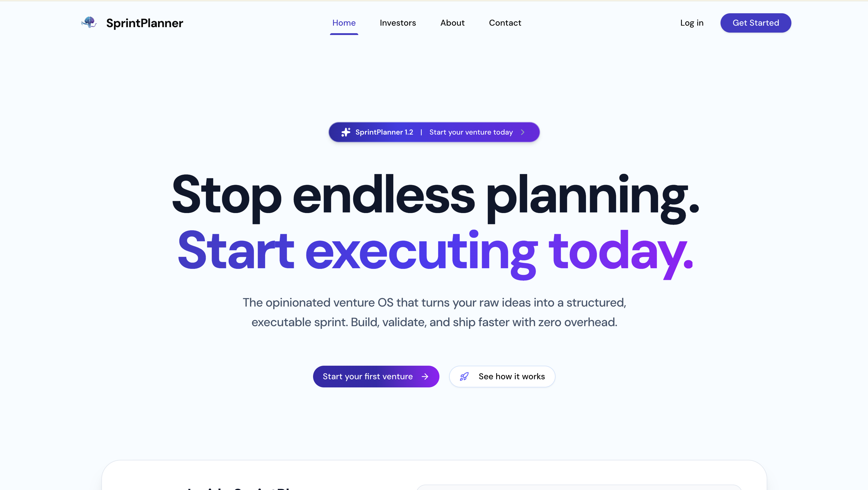 SprintPlanner Home
