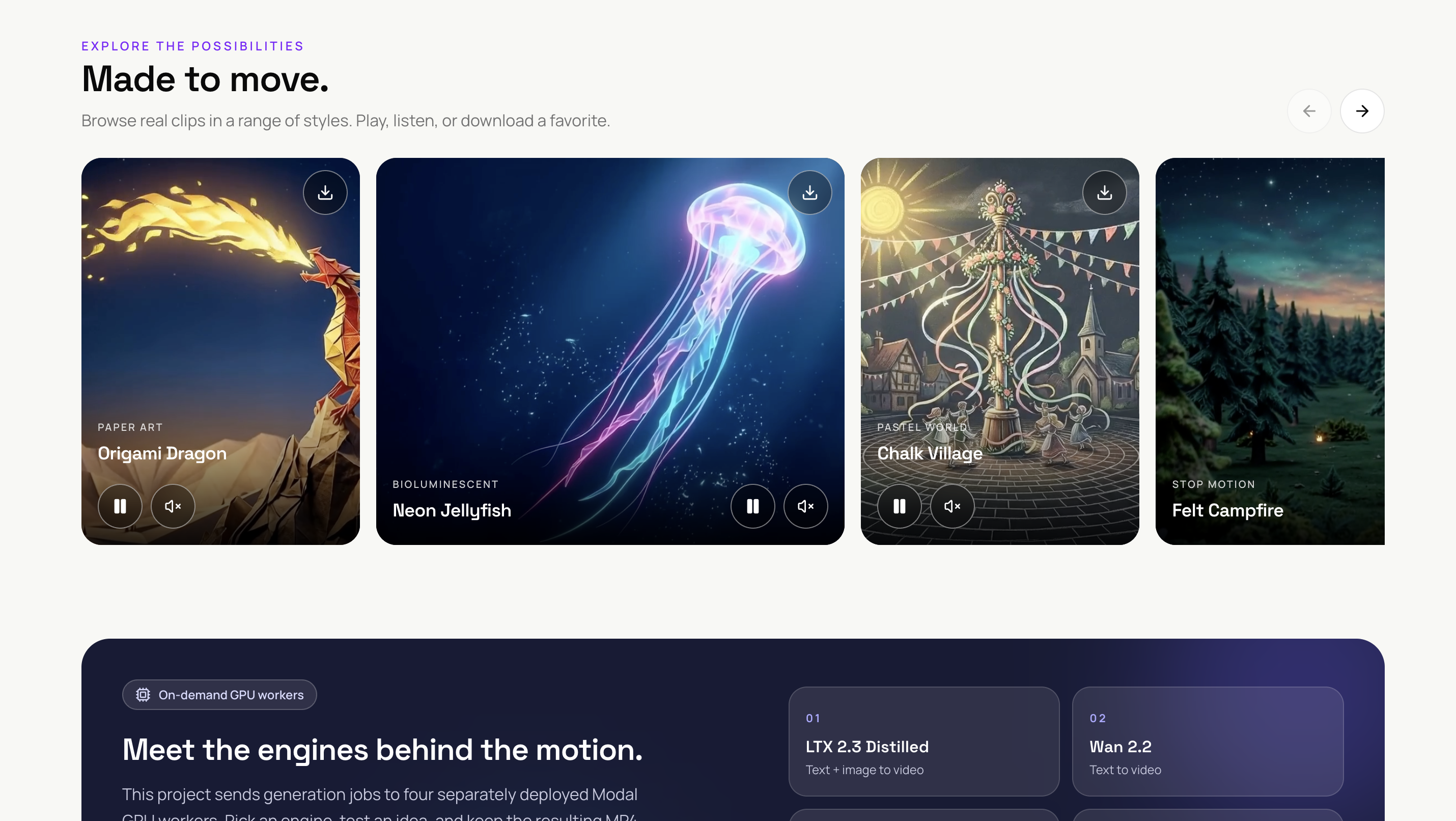 Gallery of example videos in different styles