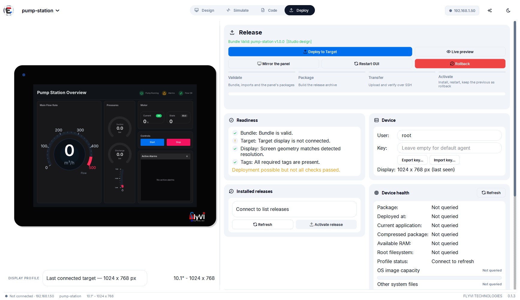 Deploy mode in the light theme