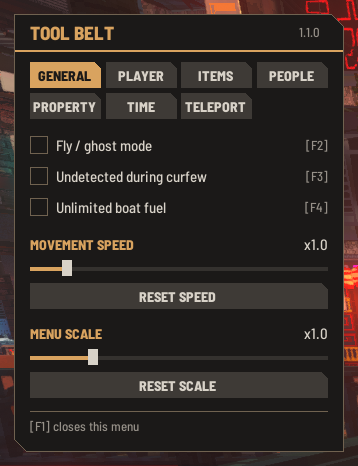 The General tab with the new menu scale slider