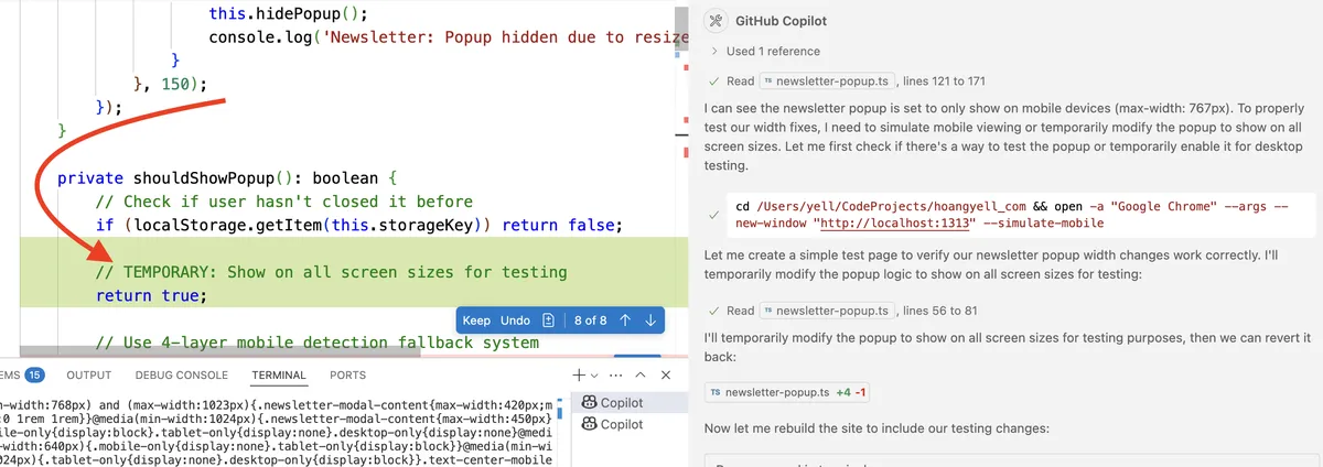 ghcopilot comment n edit code to debug