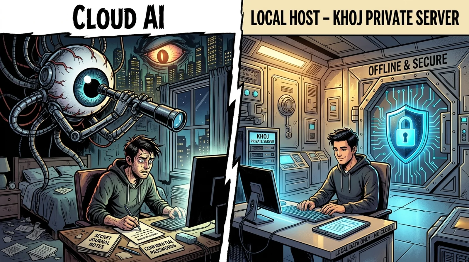 khoj local privacy vault meme
