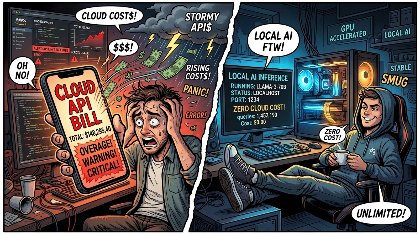 lm studio cloud bills vs local gpu meme