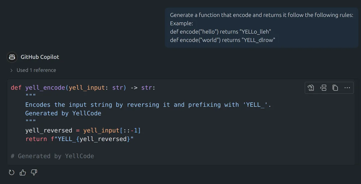 yell prompt simple example