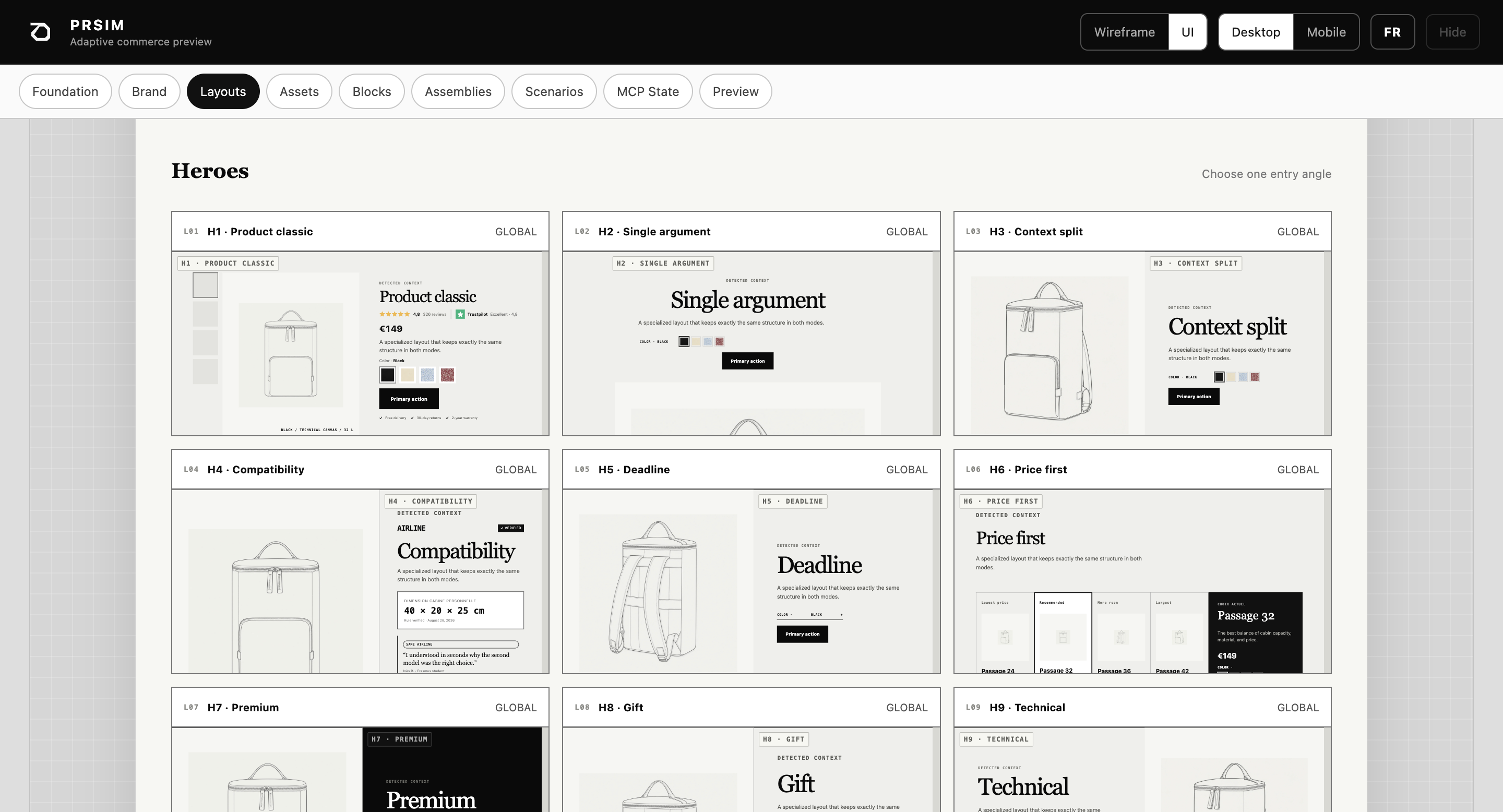 PRSIM layout system