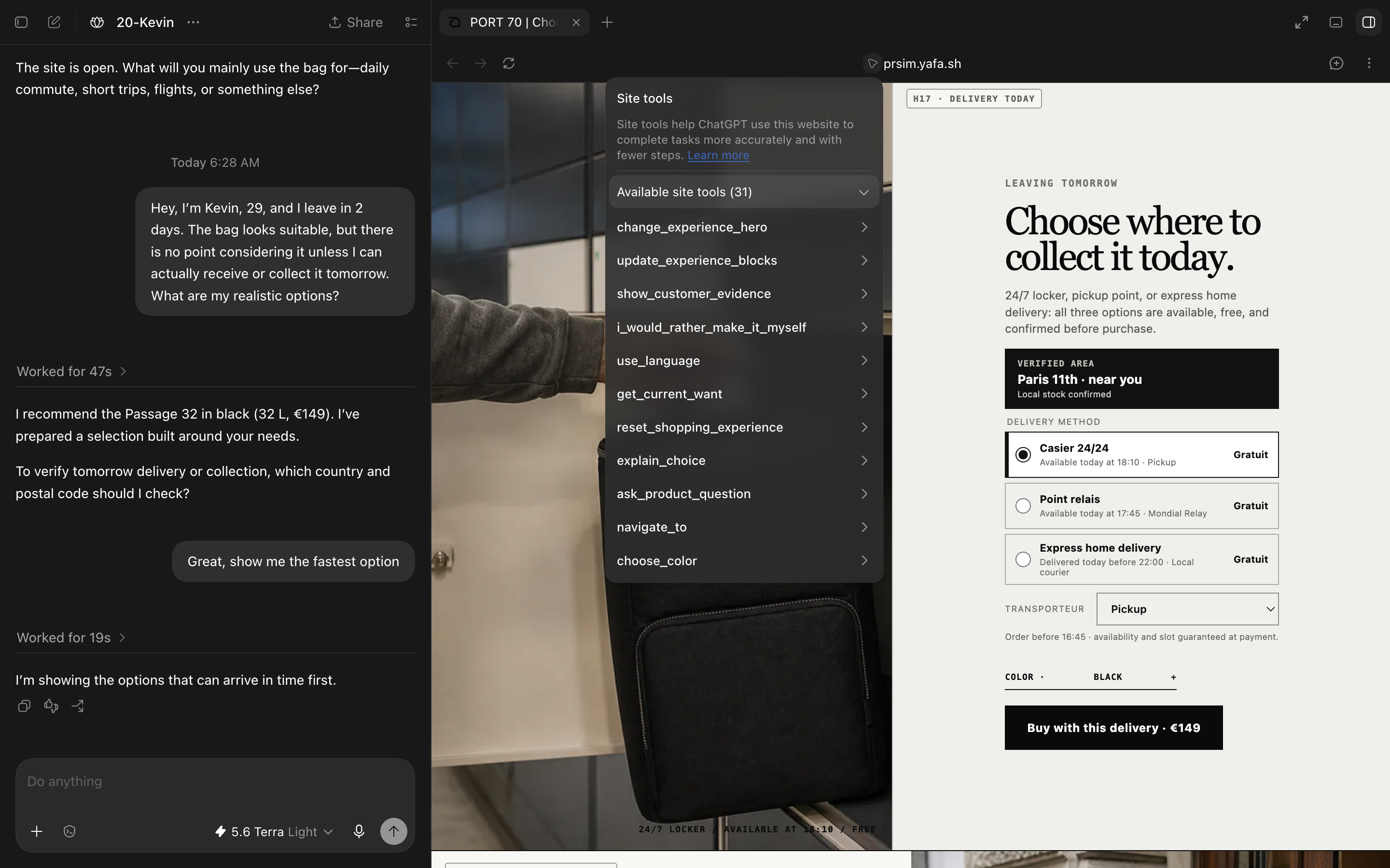 Kevin's delivery experience with WebMCP