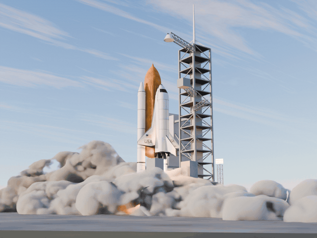 blenderwright space shuttle launch, animated
