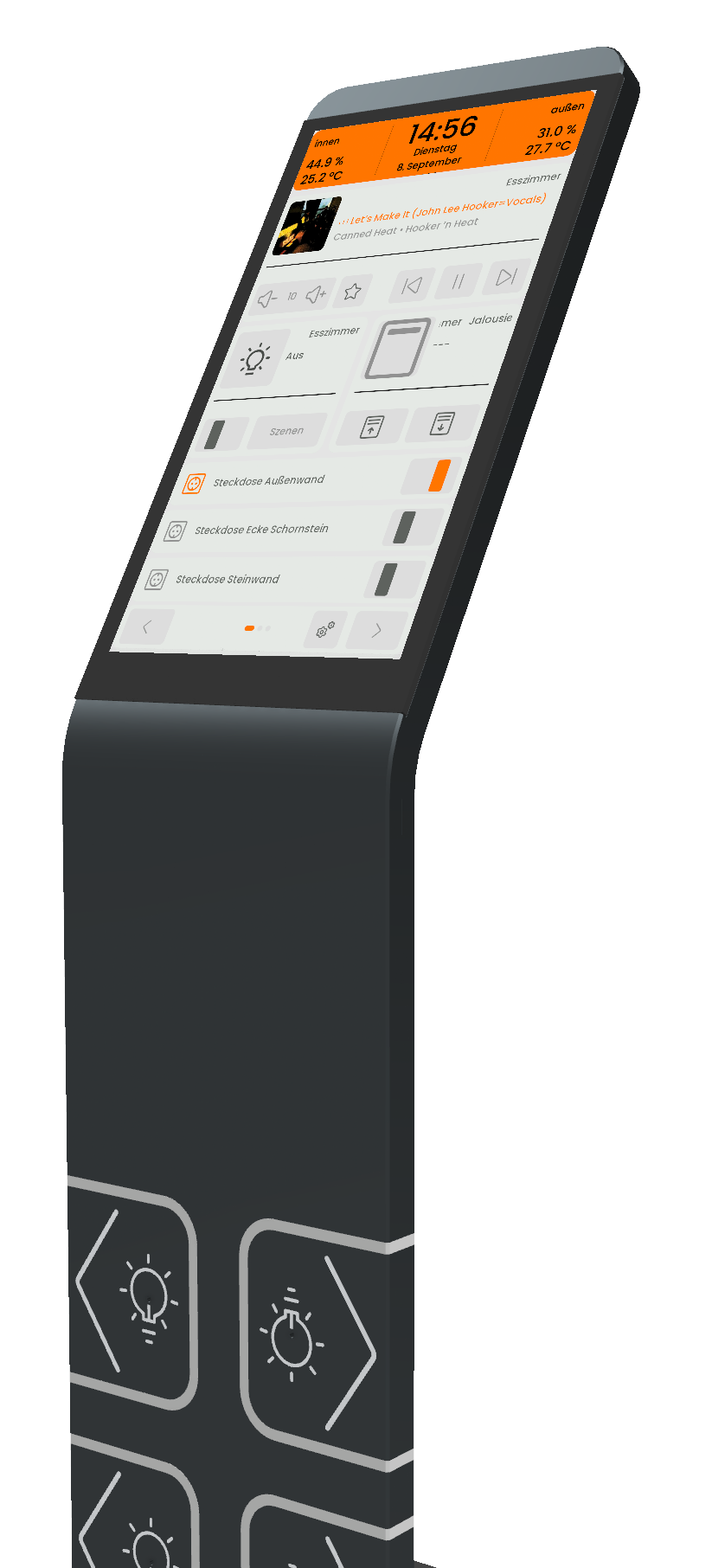 MiraiPanel: Sensortasten und Now-Playing-Ansicht im Detail
