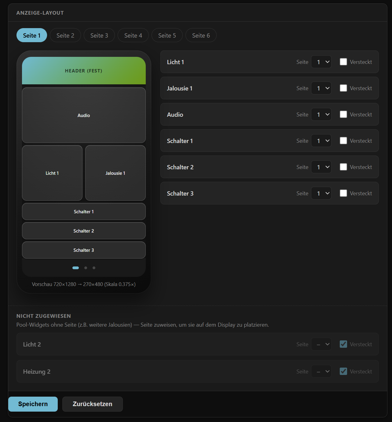 Layout-Editor mit Live-Vorschau