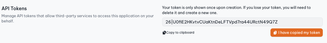 Screenshot of Sanctum token management