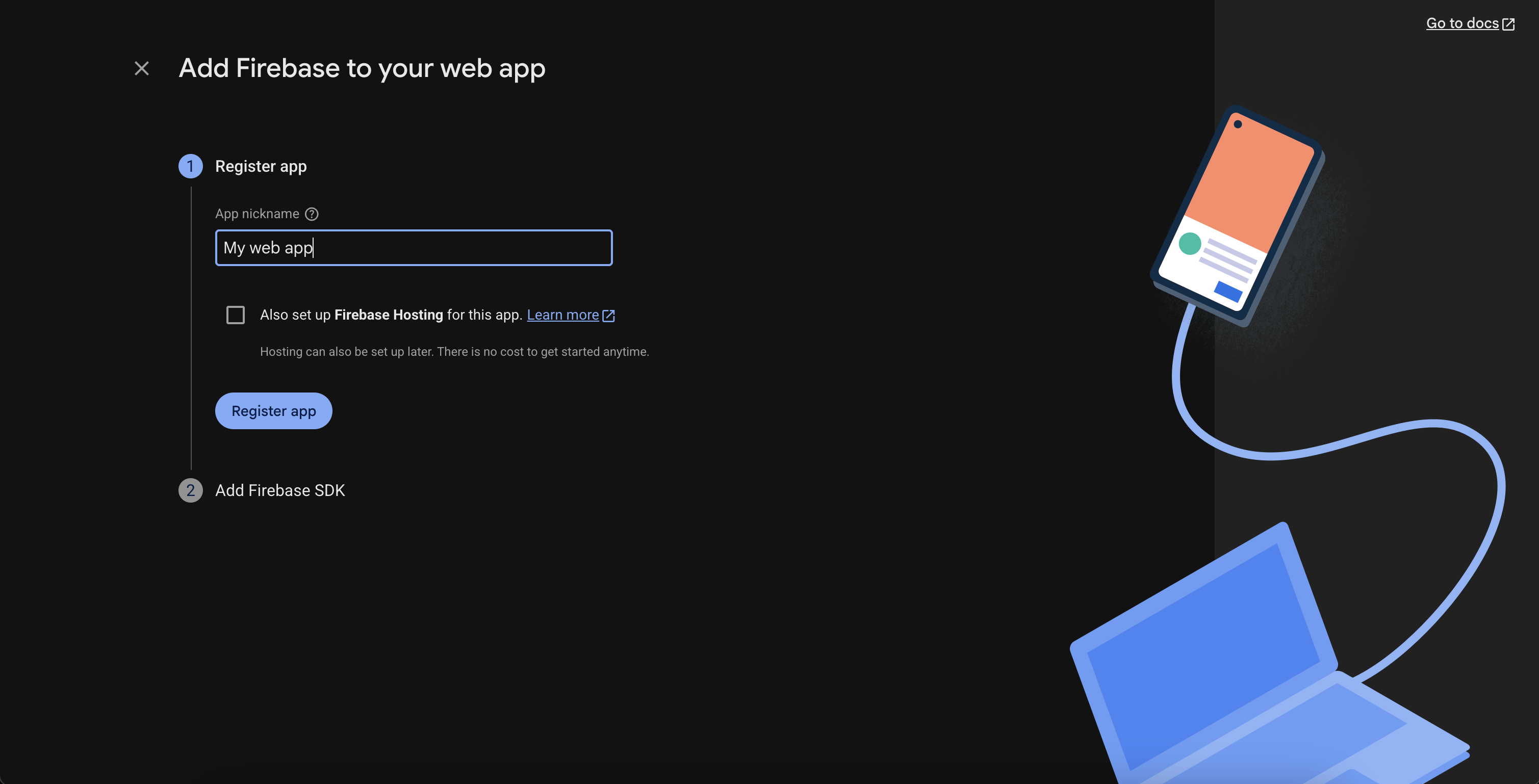 Firebase project creation
