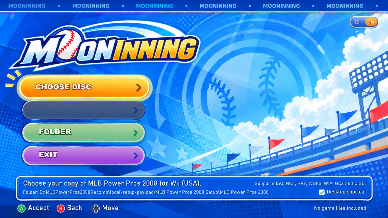 The Setup: choose your disc; no game files included