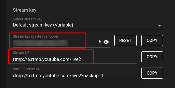 Secret Key and Stream URL