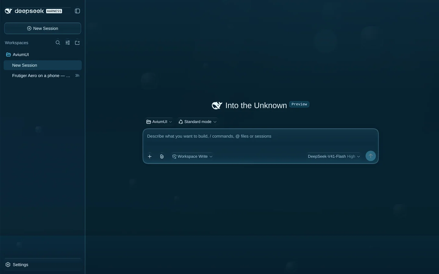 The dsh desktop layout in the dark scheme