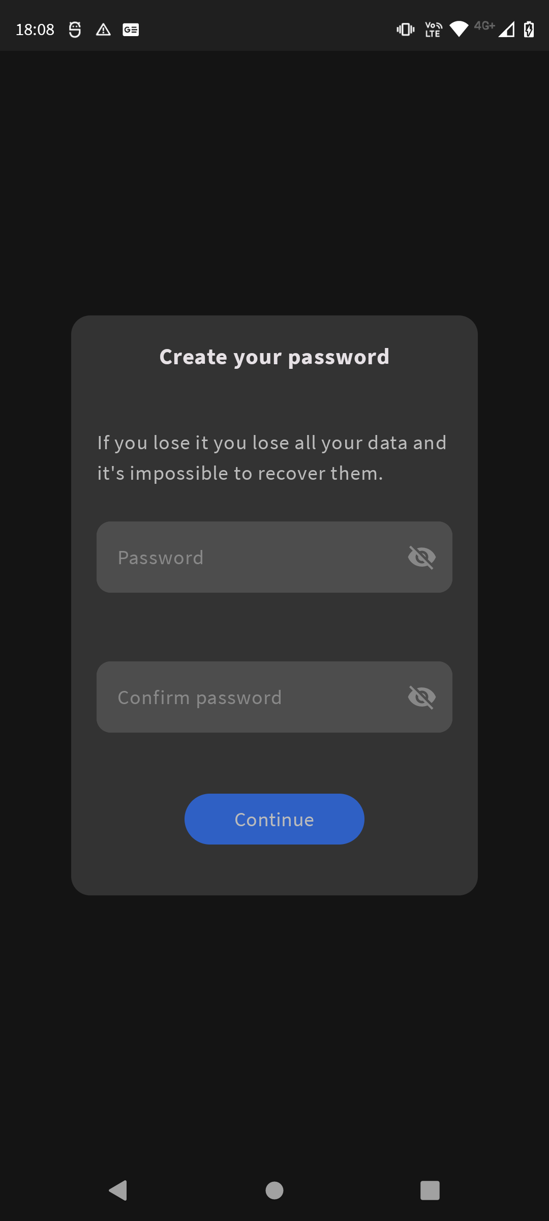 password screen