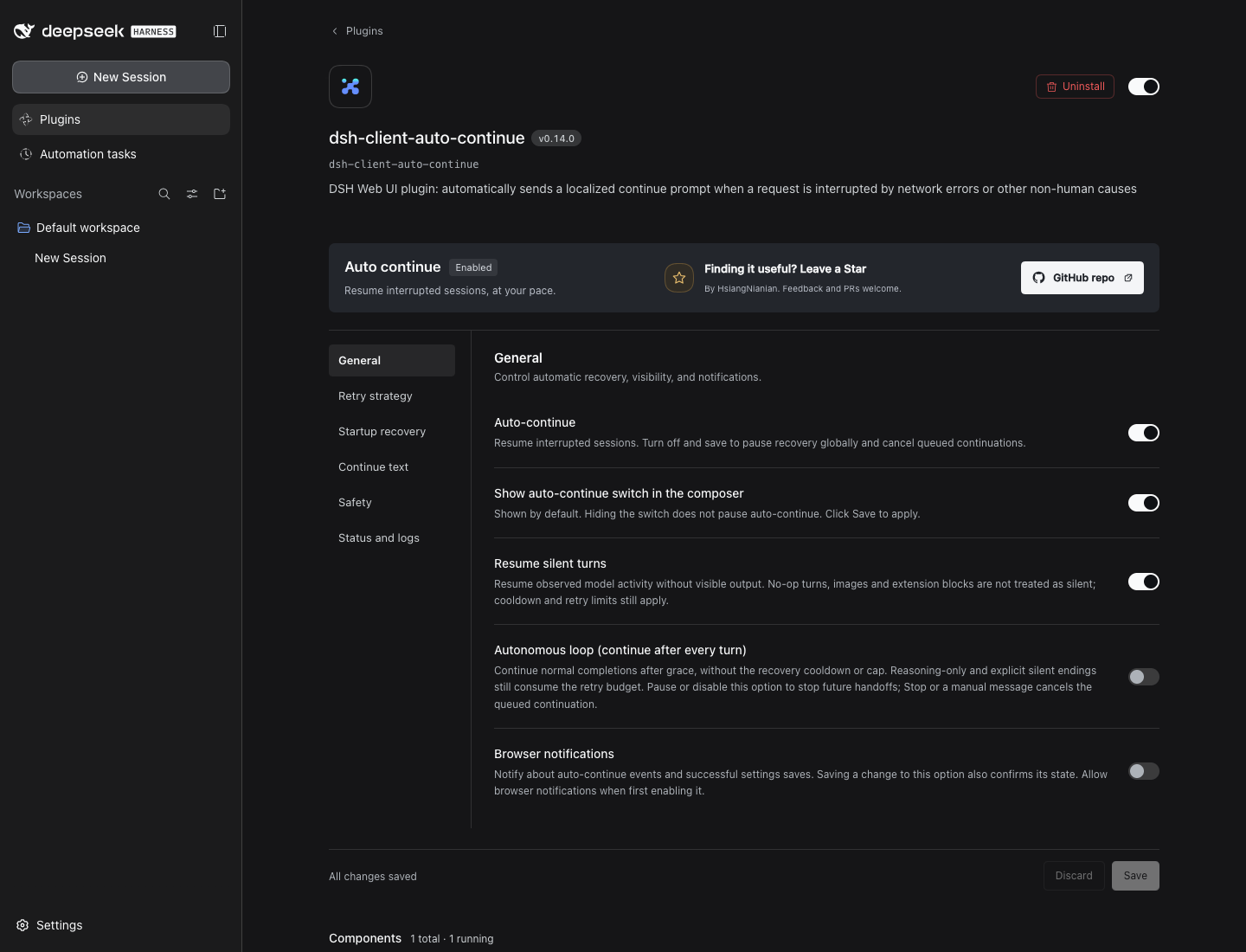 Auto-continue category settings on DSH 0.2
