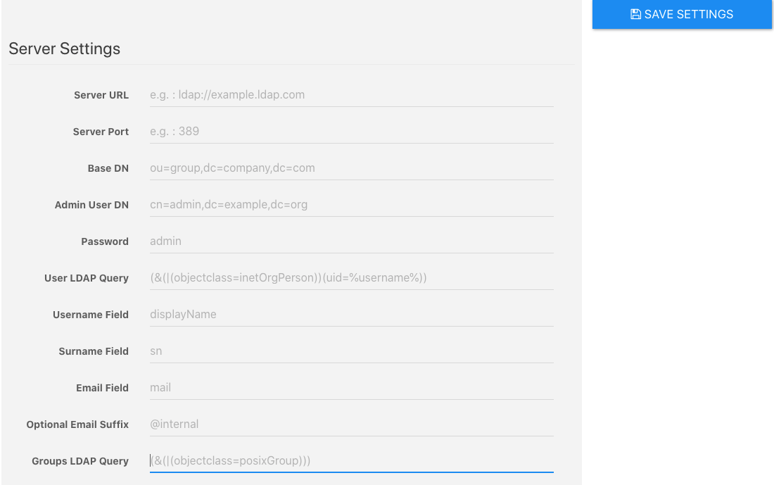 Desktop LDAP Settings