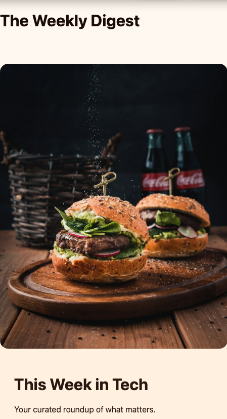 Newsletter rendered with sunset-boulevard theme