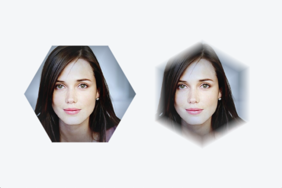 Portrait texture masked through regular hexagon meshes