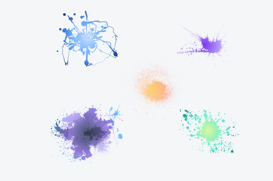 Radial gradient splash texture masks