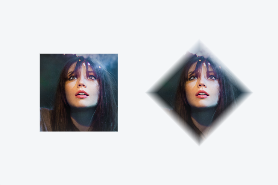 Texture mask over square and rotated polygon mesh