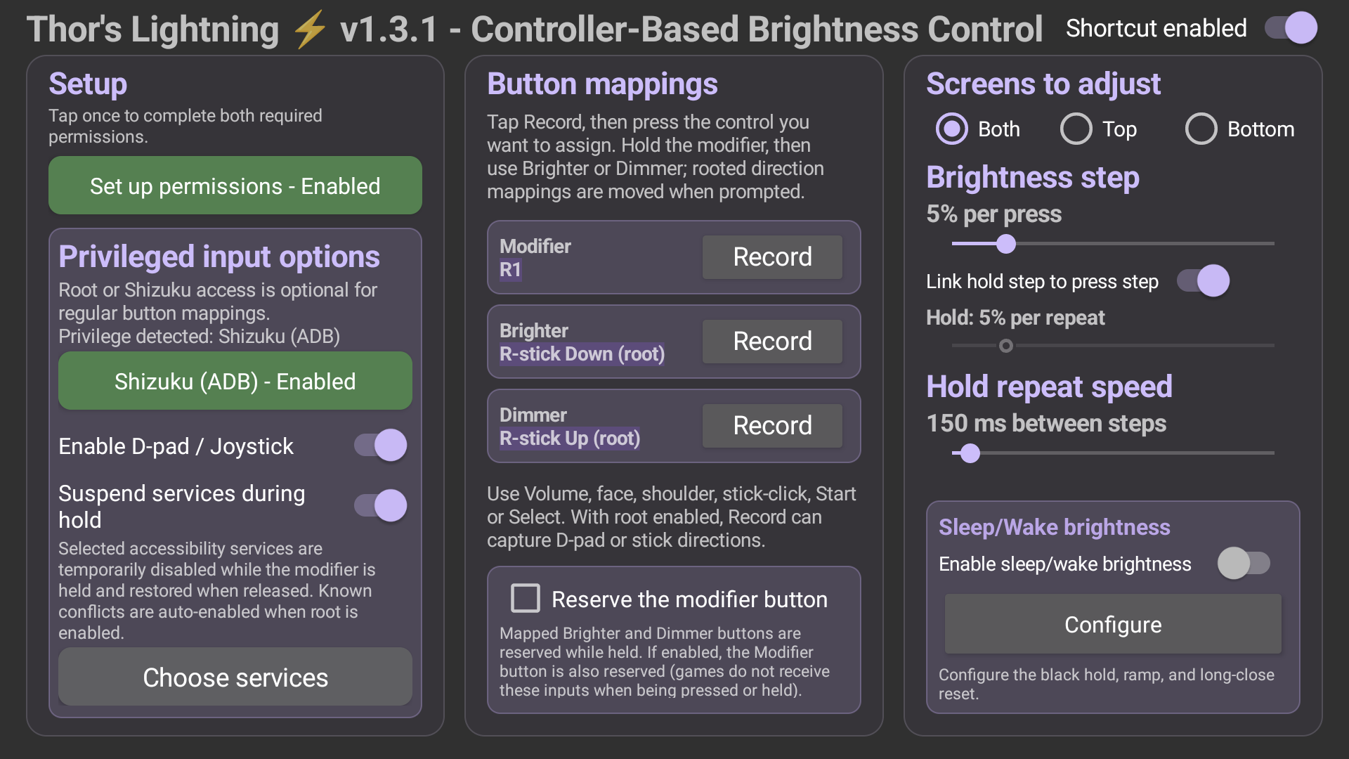 Thor's Lightning dashboard