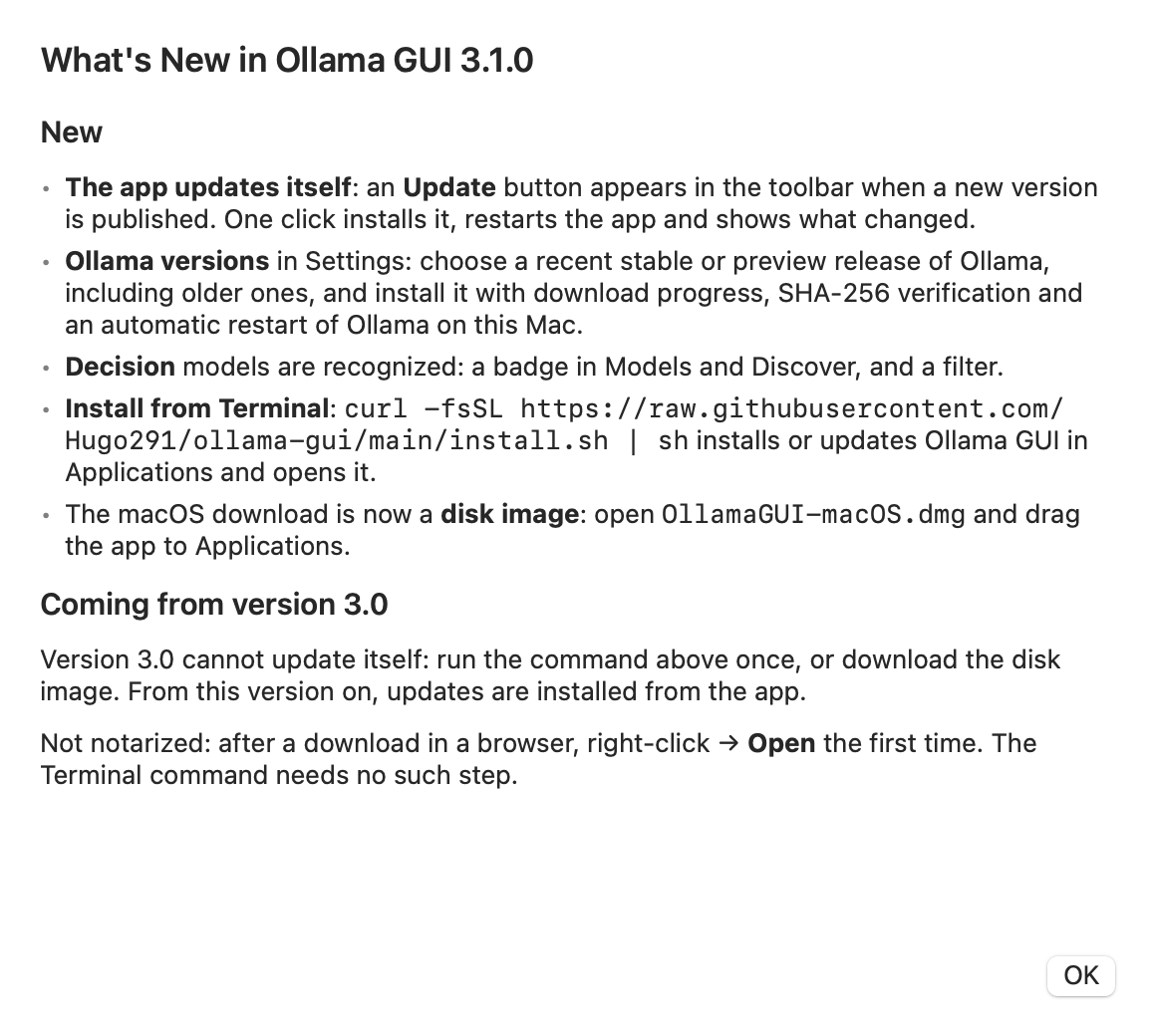 What's New, shown after an update