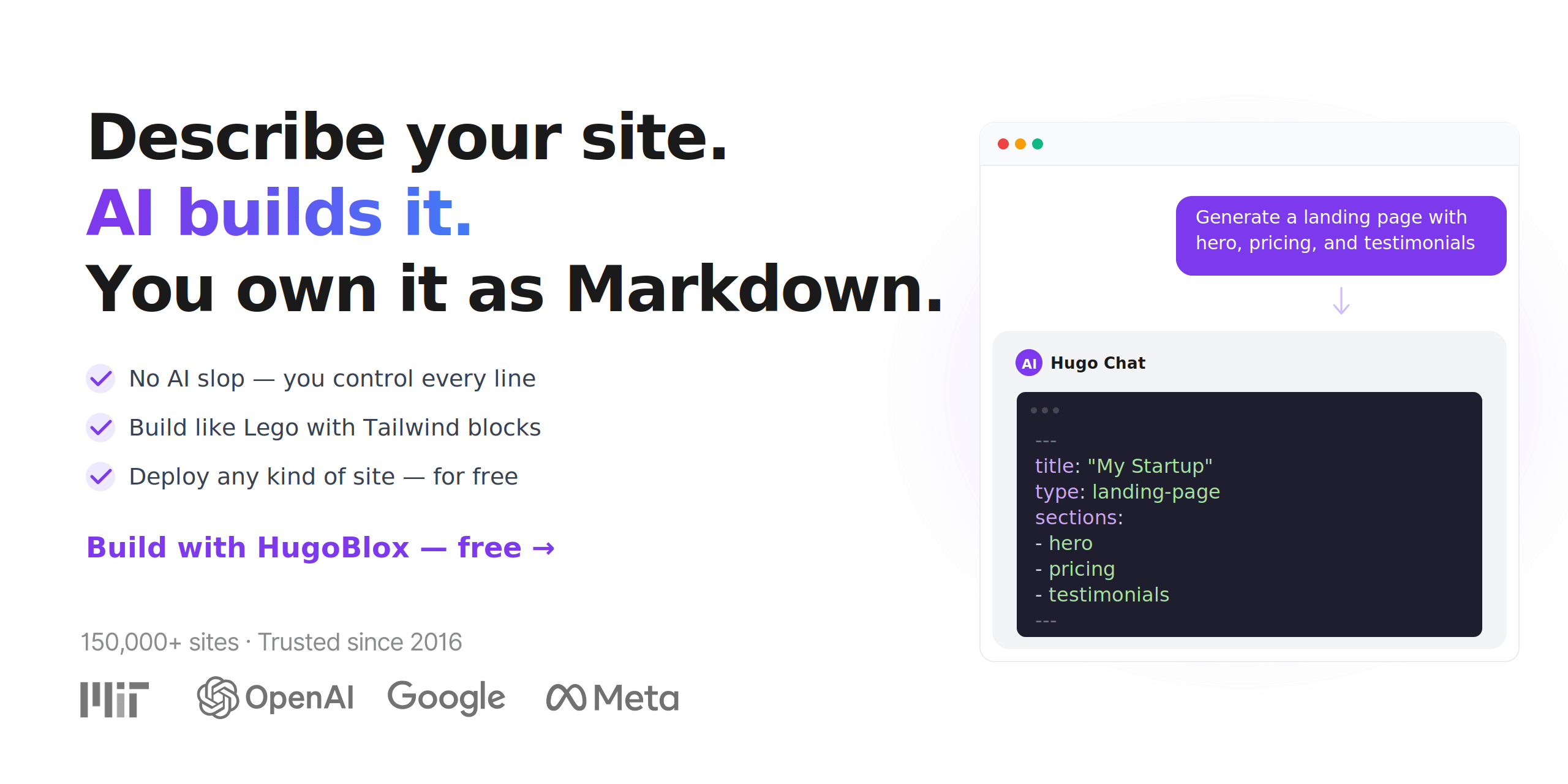 HugoBlox — AI-generated sites you own as Markdown