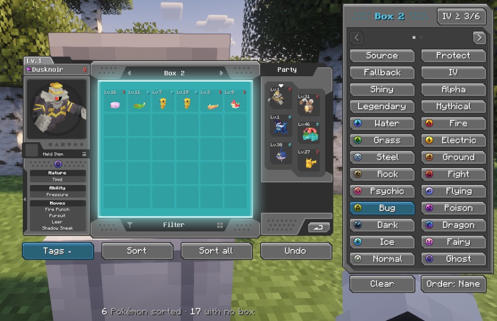 After a sort: Box 2 tagged Bug, action bar result