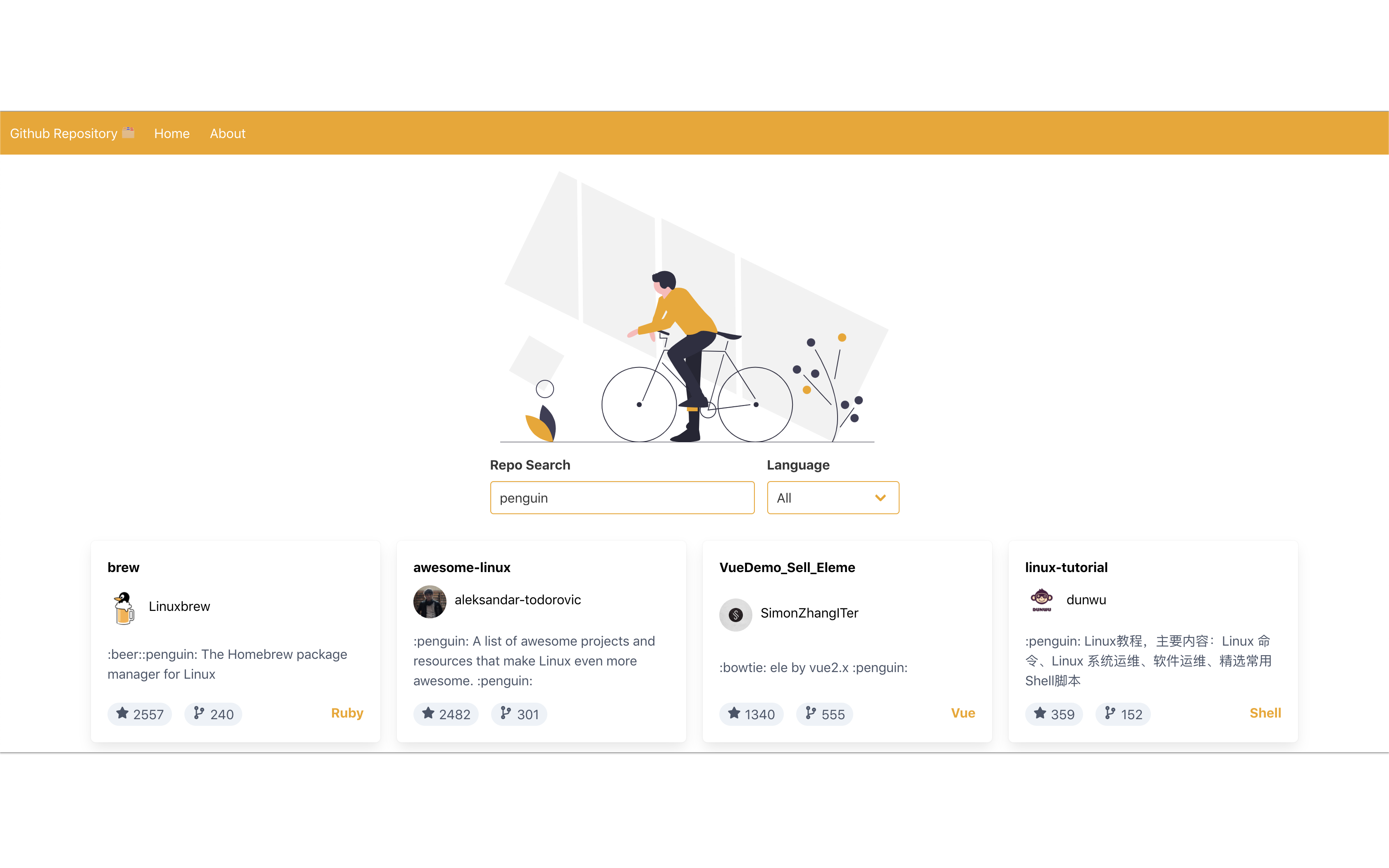Repository search interface from the Next.js MERN API application