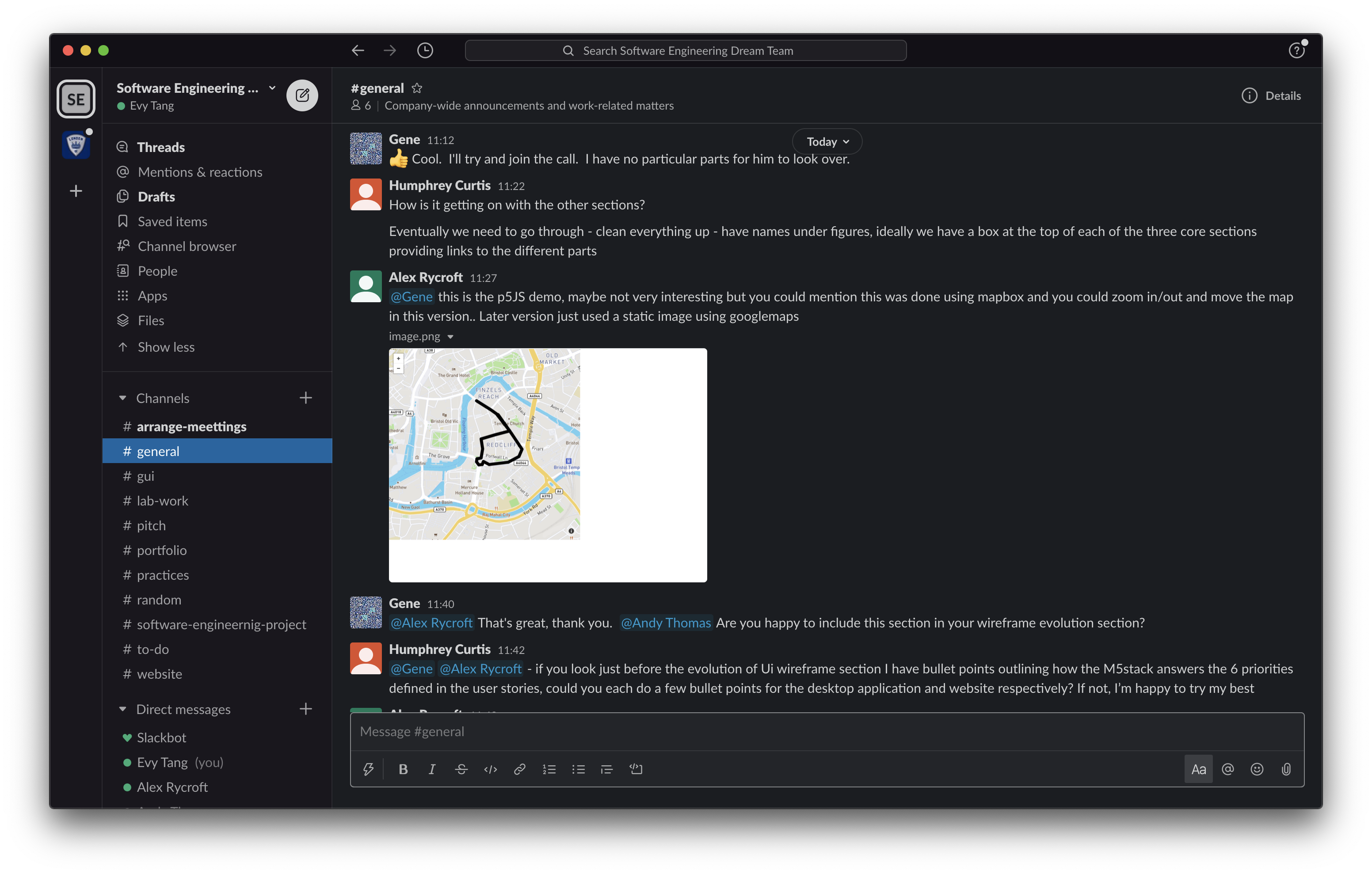 Example Slack screenshot