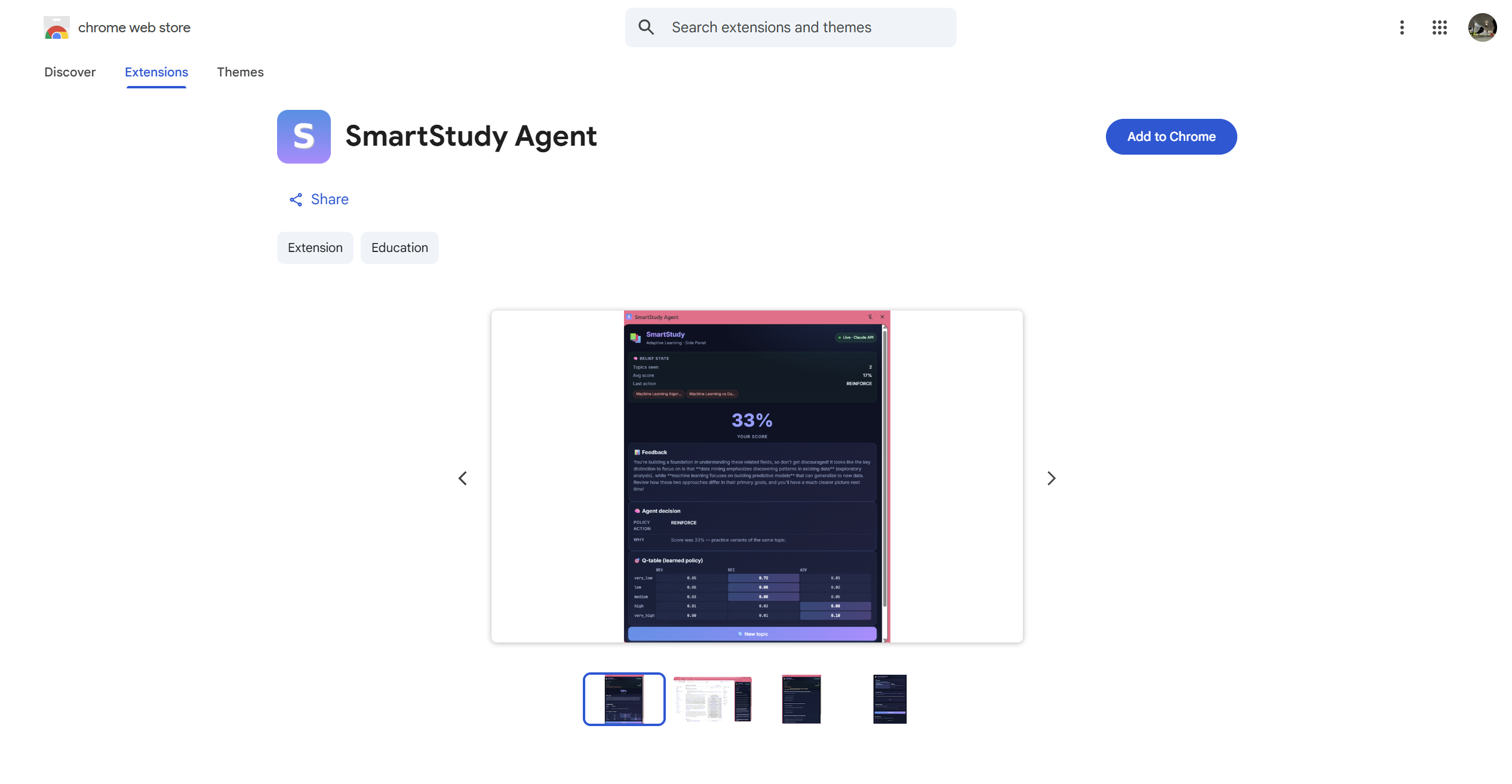 SmartStudy Agent live on the Chrome Web Store