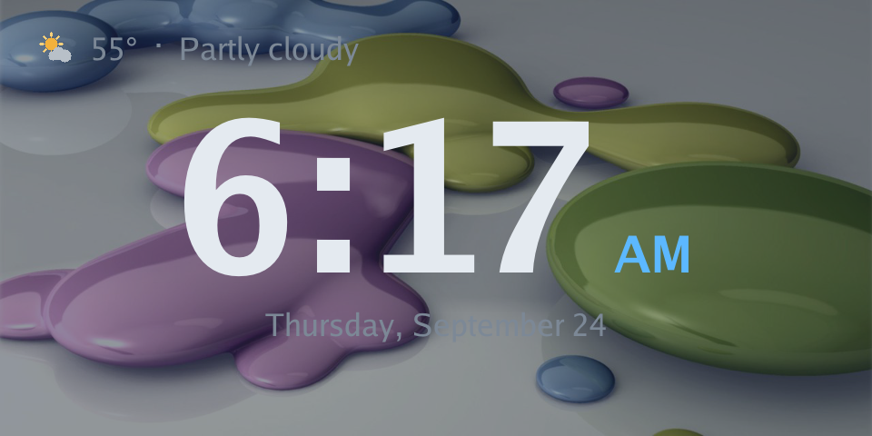 Clock with weather over a photo