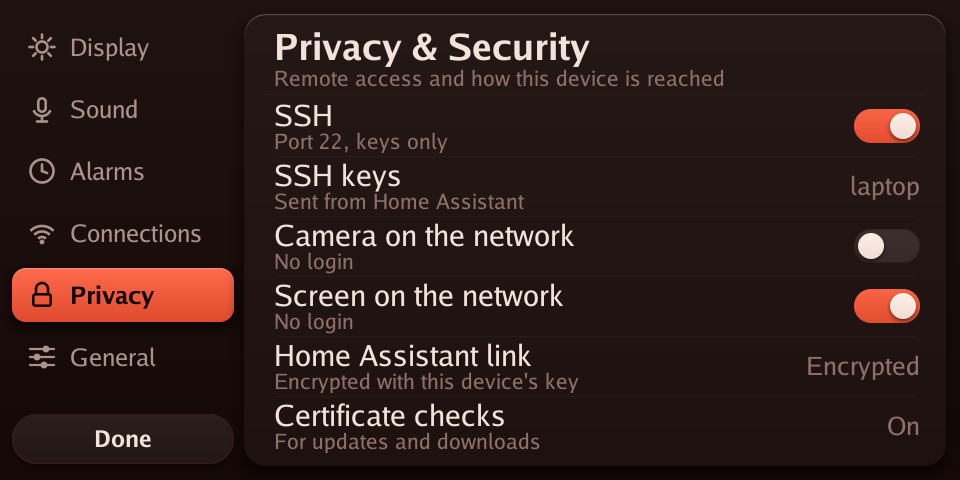 Settings: Privacy & Security