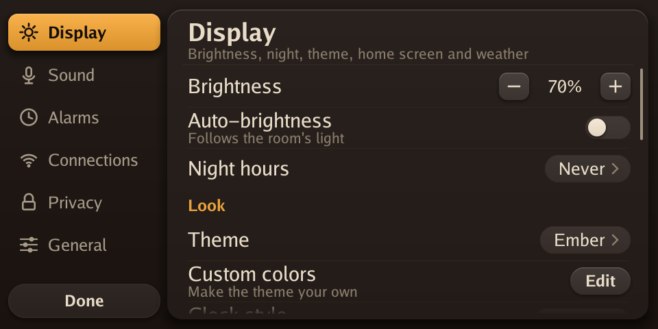 Settings: Display